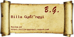 Billa Gyöngyi névjegykártya